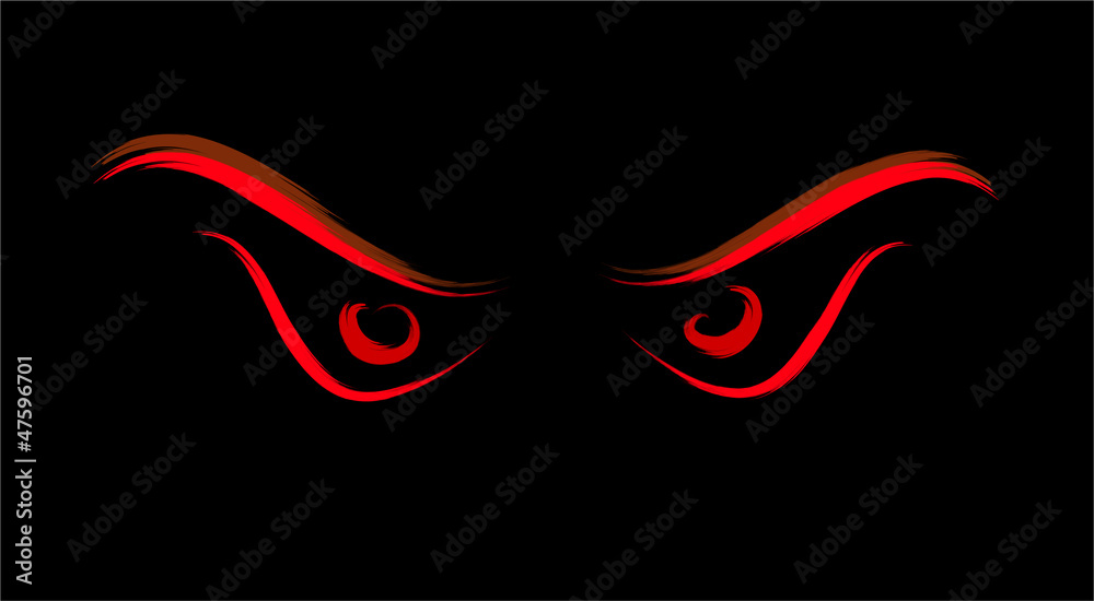 Obraz premium red predator evil eyes on black