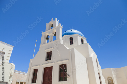 Traditional Greek white church in Santorini island,Greece