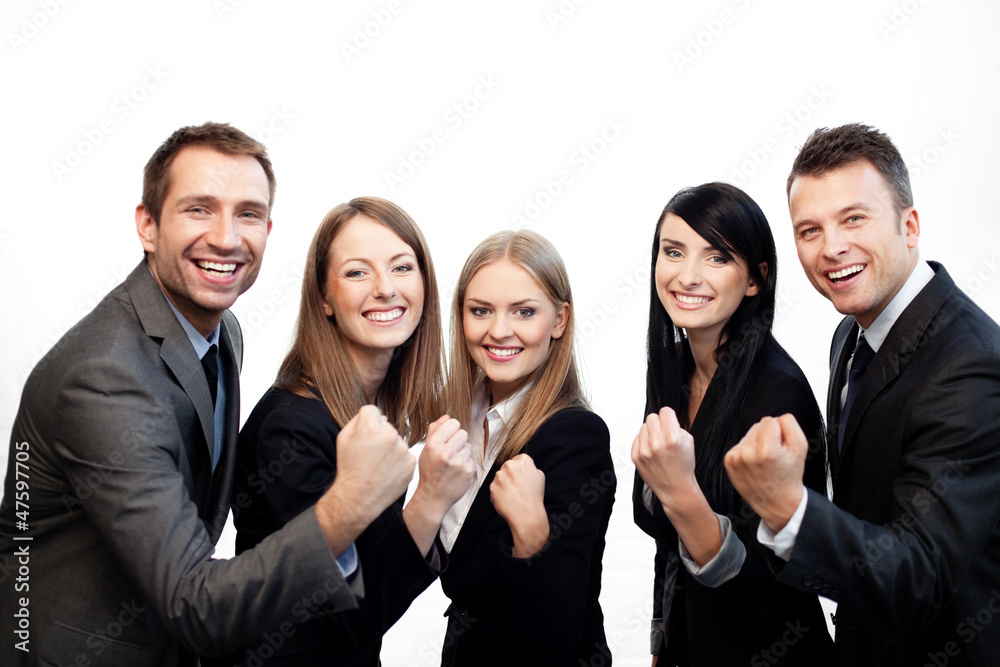 Team of business people celebrating success Team of business people celebrating success