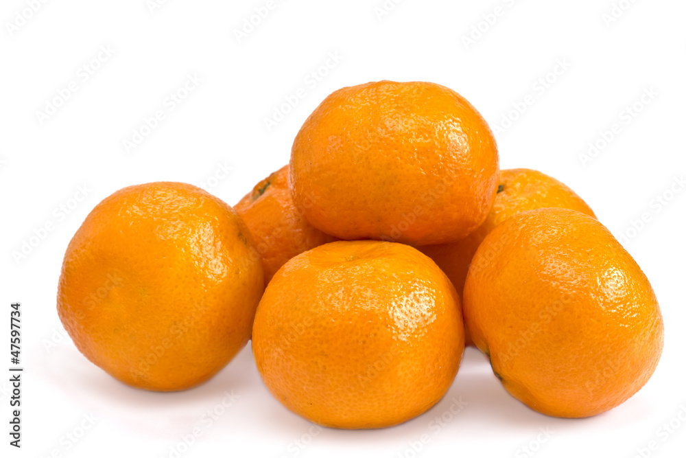 Fresh ripe mandarines isolated on white background Fresh ripe mandarines isolated on white background