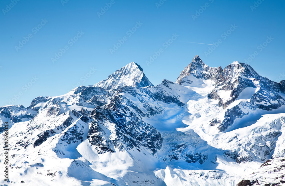 Alpine hills in snow in February