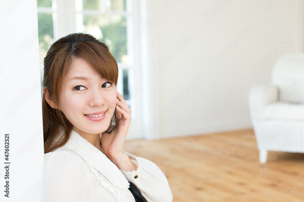 Beautiful asian woman relaxing in the room Beautiful asian woman relaxing in the room