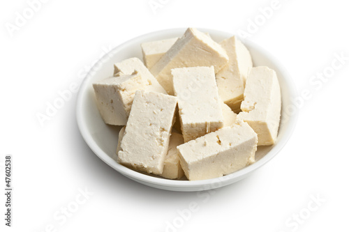 tofu in ceramic bowl