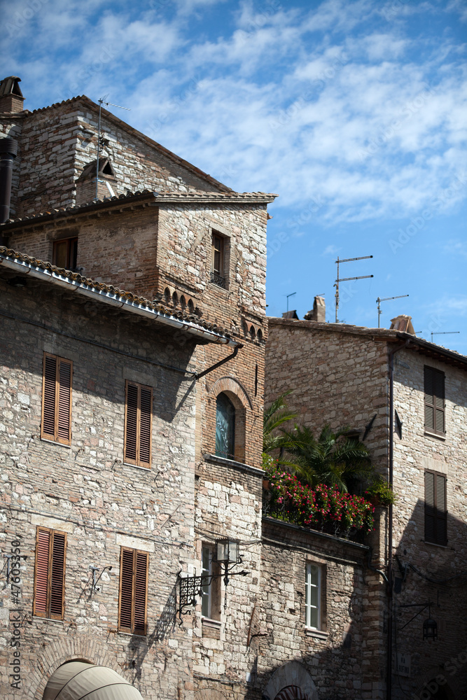 Medieval street in the Italian hill town of Assisi
