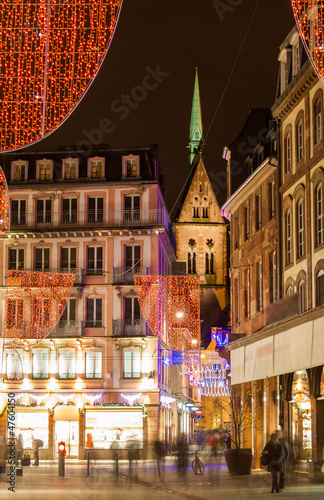 Christmas decorations on streets of Strasbourg. Alsace, France photo