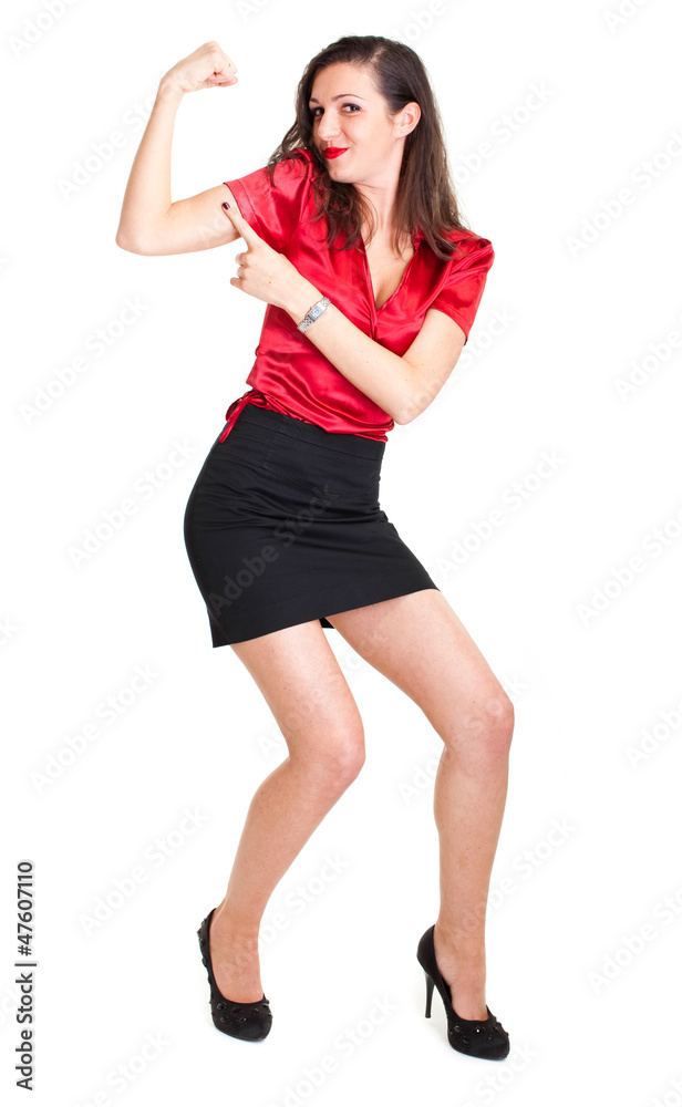 Fototapeta premium Full length woman posing isolated on white