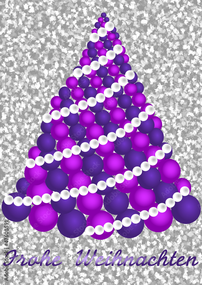 Moderner lila Weihnachtsbaum mit Tex Frohe Weihnachten