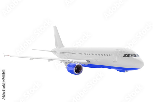 Modern airplane  on white.