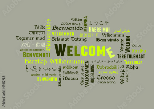welcome wordcloud herzlich willkommen #47612935