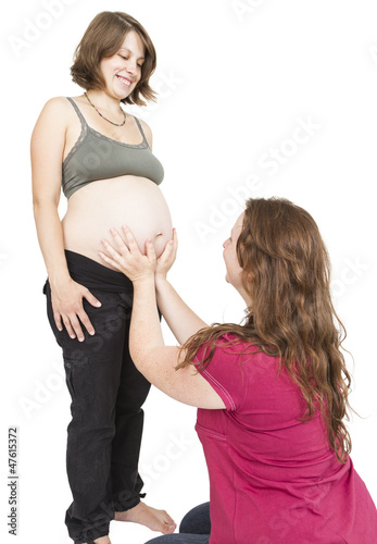 midwife fingering at human belly