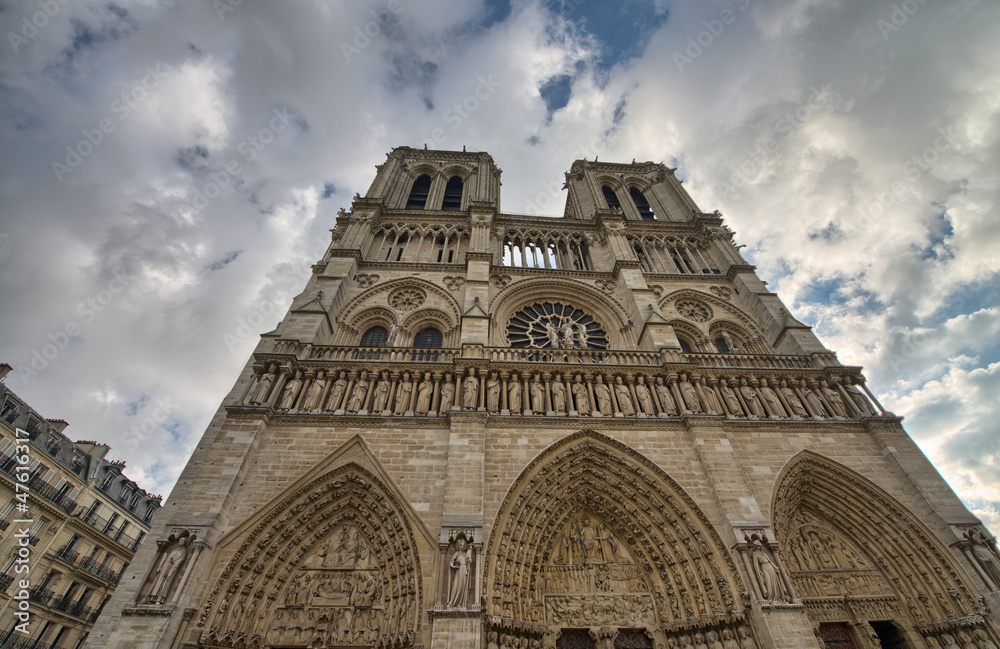 Paris. Gorgeous view of Notre Dame facade.