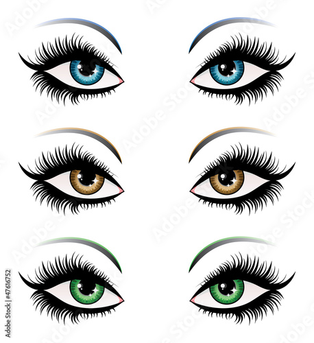 Woman eyes in different color