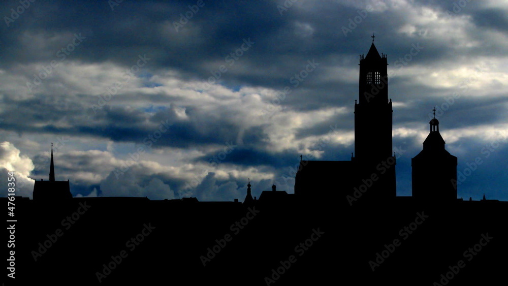 Nederland Utrecht with the Dom and the Buurkerk clouds Nederland Utrecht with the Dom and the Buurkerk clouds
