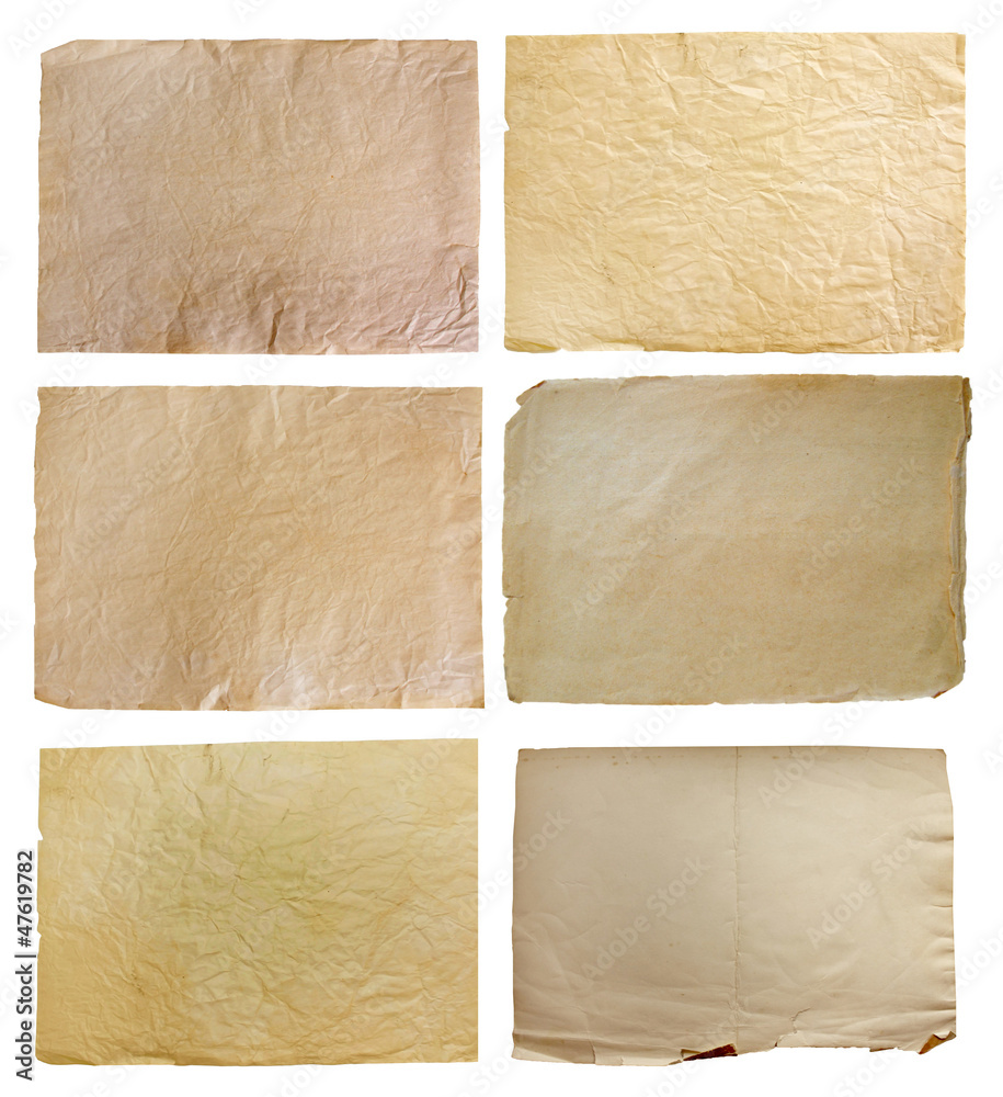 Set Of Vintage Real Papers Isolated On White Background