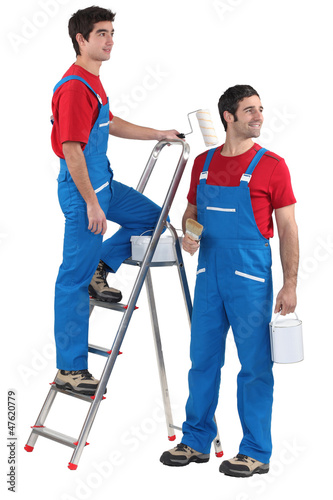 Two painters with step-ladder