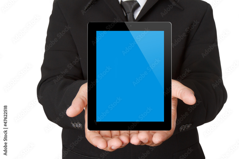 Hands with tablet computer. Isolated on white background. Hands with tablet computer. Isolated on white background.
