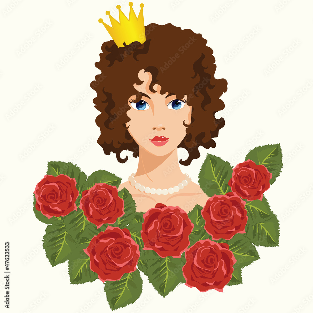 Princess with Red Roses