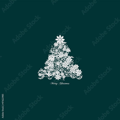 Elegant christmas tree floral - vintage