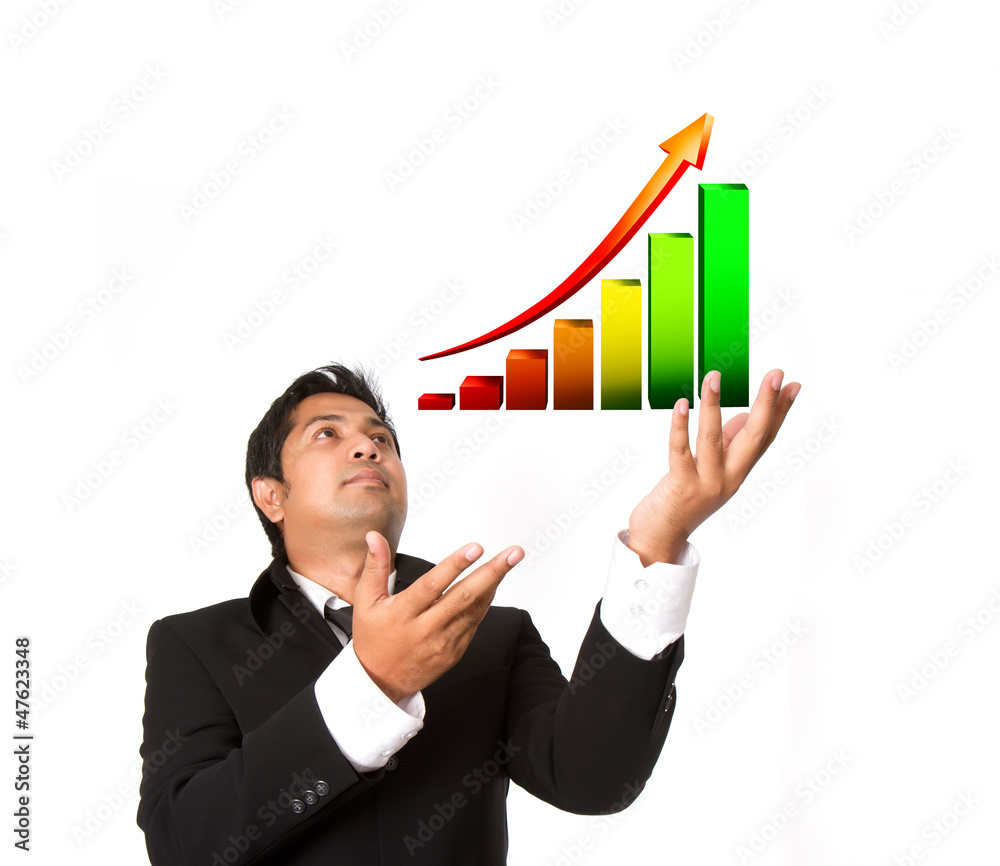 Graphs on the hands of businessmen. Graphs on the hands of businessmen.