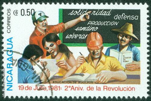 stamp printed in Nicaragua shows adult education
