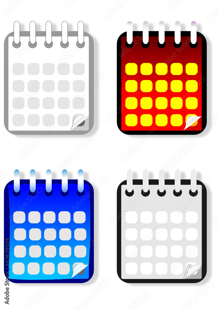 Four different block calendars as an illustration Four different block calendars as an illustration
