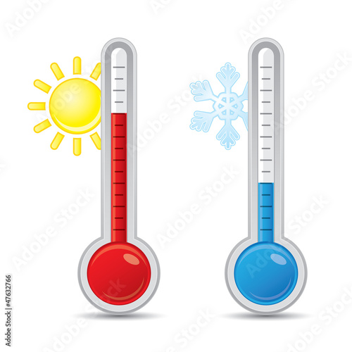 Thermometer with scale measuring heat and cold