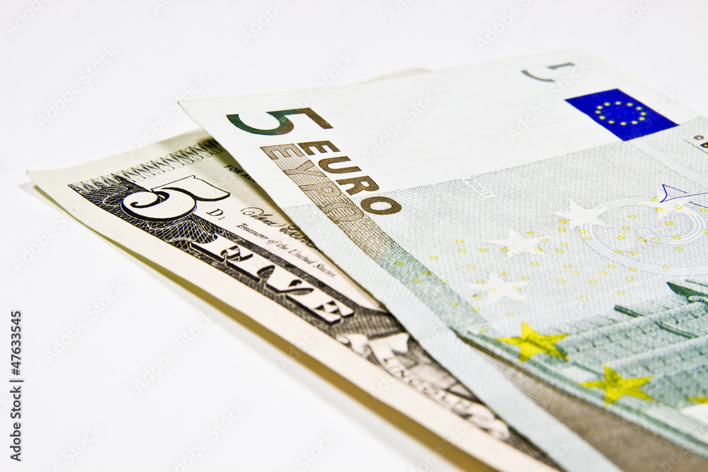 5 Euro i Dolarów amerykańskich - obrazy, fototapety, plakaty 