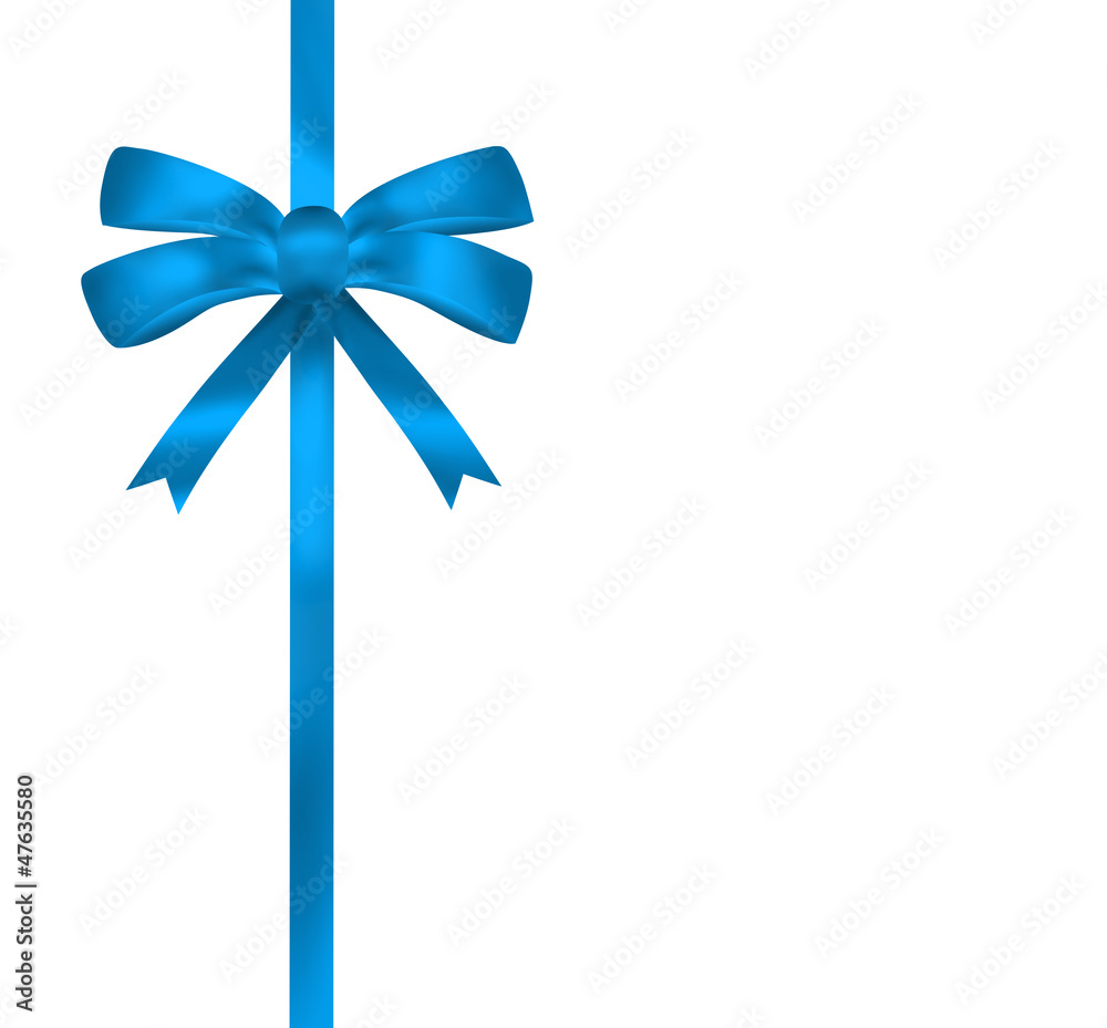 Bright blue ribbon illustration on white background Bright blue ribbon illustration on white background