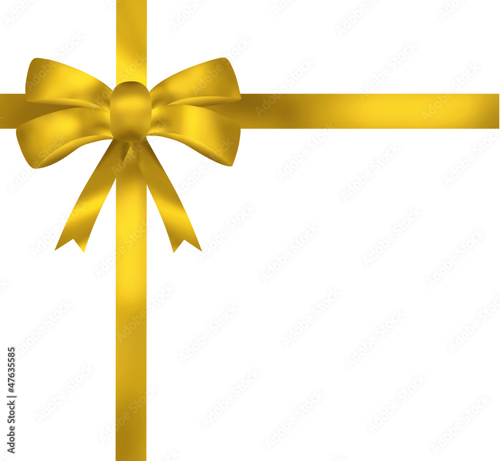 Yellow ribbon bow card illustration on white background Yellow ribbon bow card illustration on white background