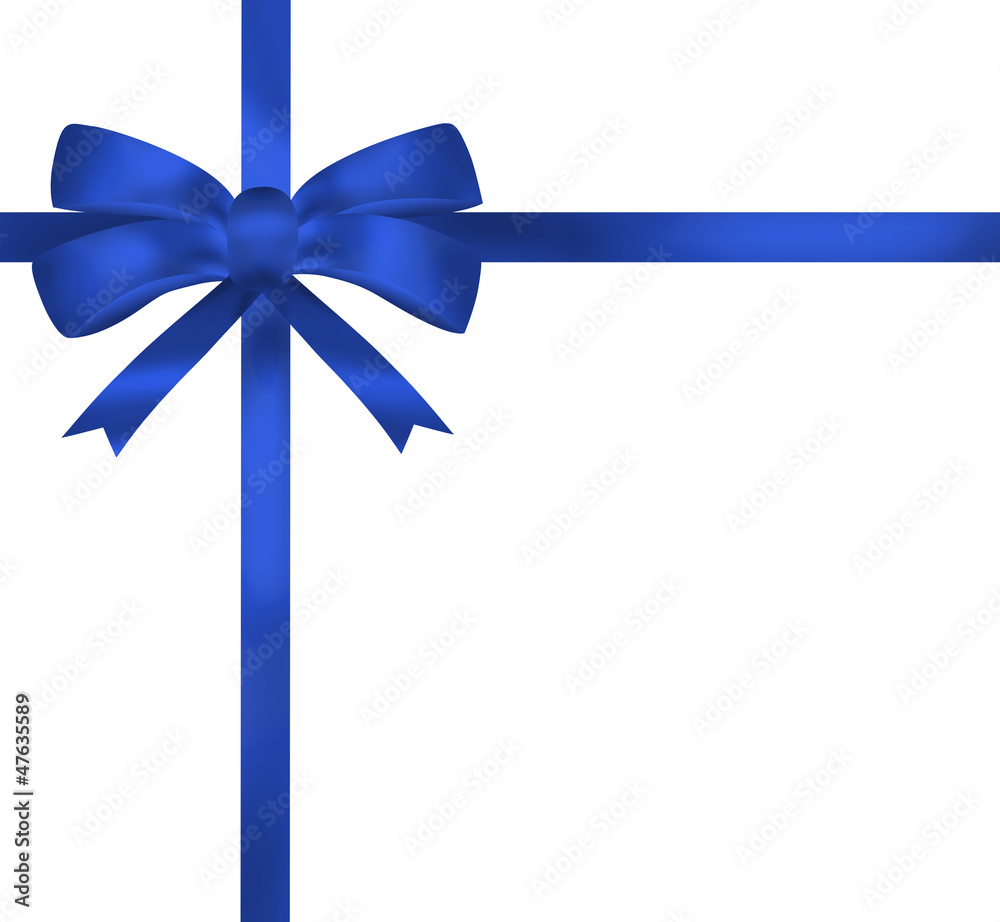 Blue bow card illustration on white background Blue bow card illustration on white background