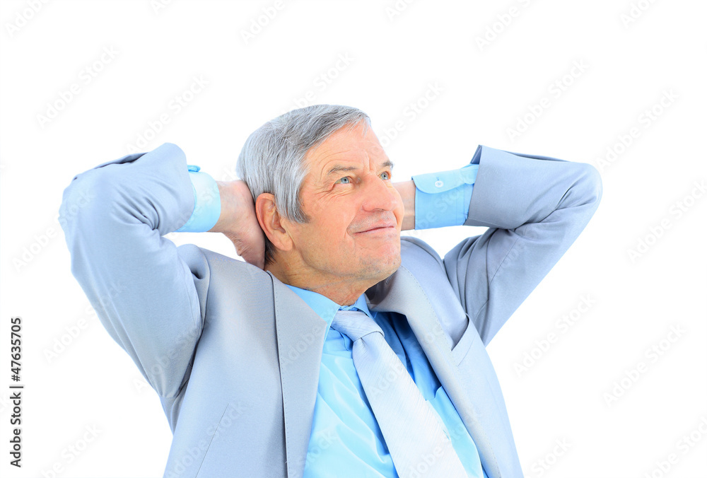 Businessman in age, resting for a break. Businessman in age, resting for a break.