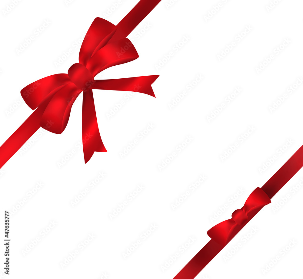 Red bow ribbon illustration on white background Red bow ribbon illustration on white background