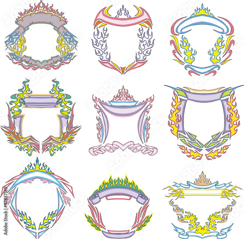 decorative tribal frames of flames