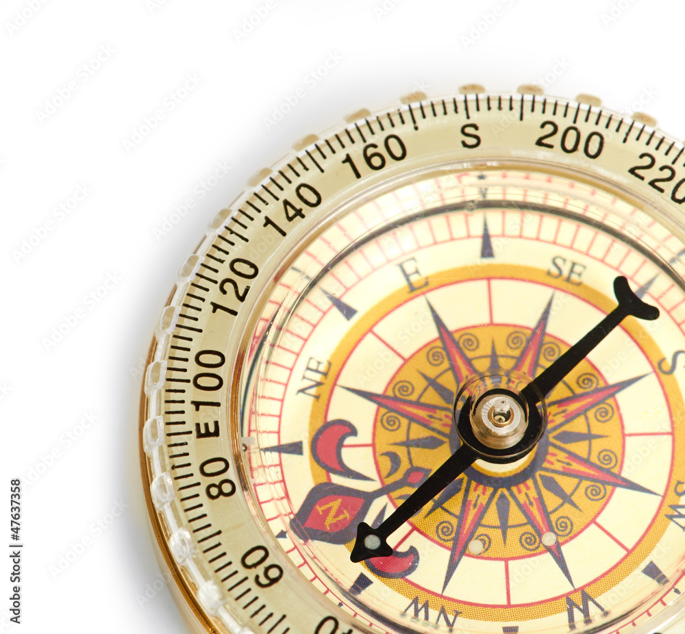 old styled, gold compass isolated on white background old styled, gold compass isolated on white background