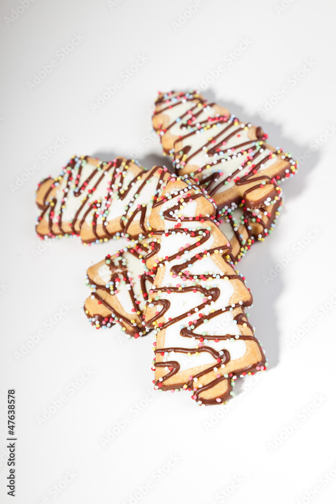 Chocolate christmas cookie isolated on white. Chocolate christmas cookie isolated on white.