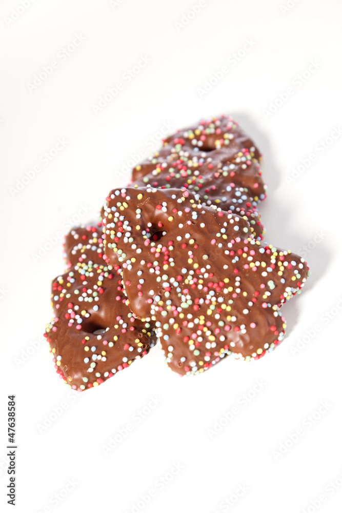 Chocolate christmas cookie isolated on white. Chocolate christmas cookie isolated on white.