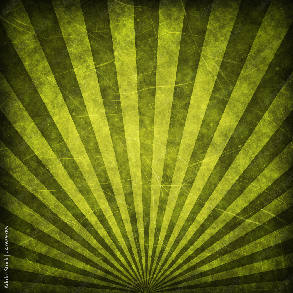 Green grunge sunbeams background or texture