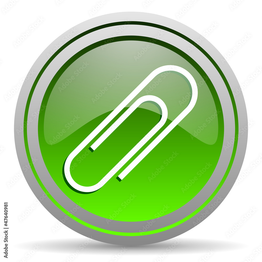 paper clip green glossy icon on white background paper clip green glossy icon on white background