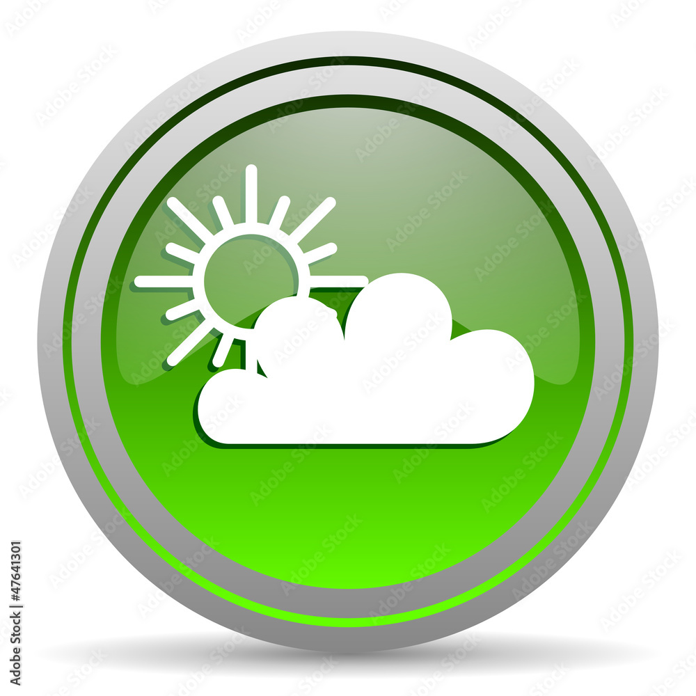 weather green glossy icon on white background weather green glossy icon on white background