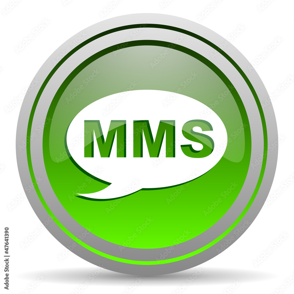 mms green glossy icon on white background mms green glossy icon on white background