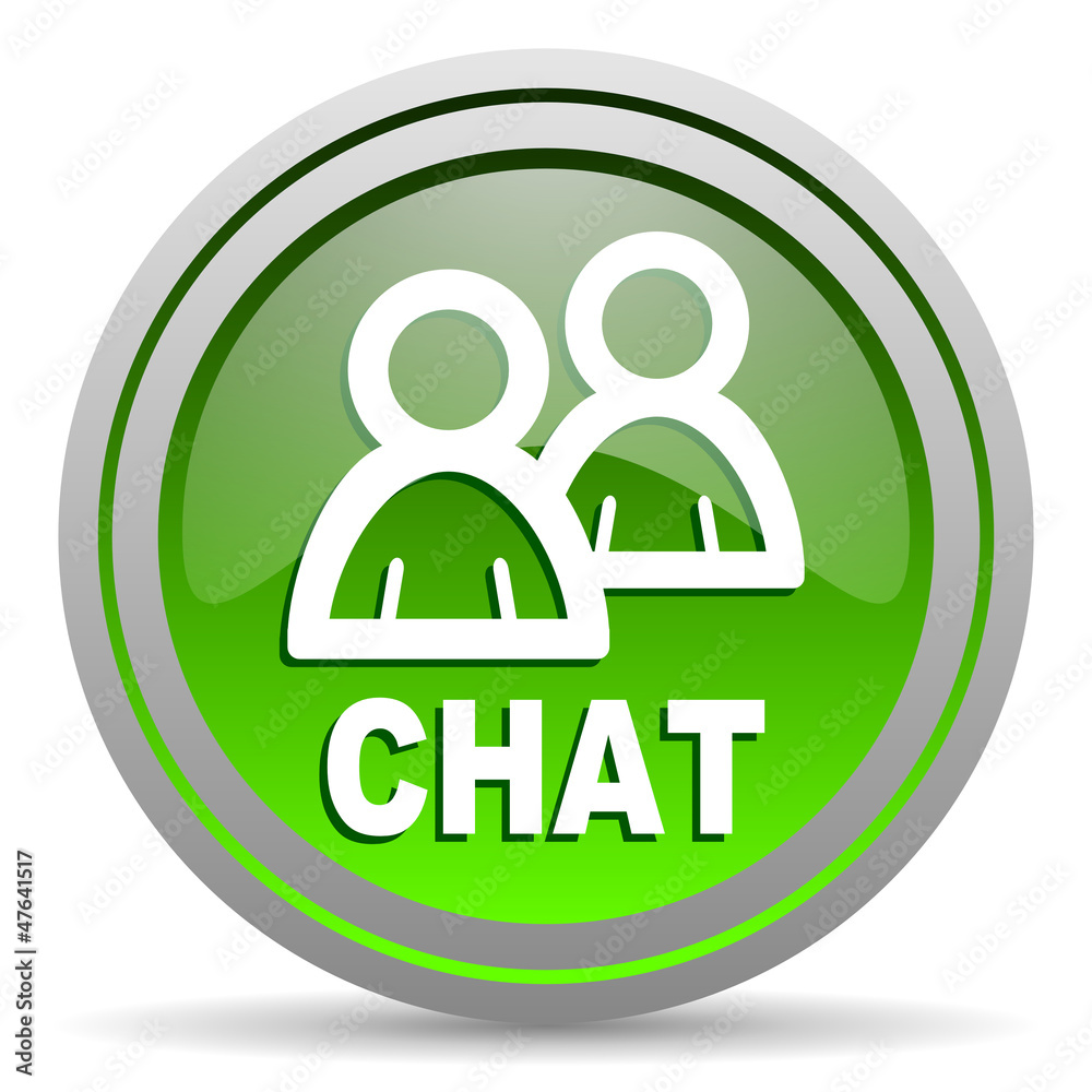 chat green glossy icon on white background chat green glossy icon on white background