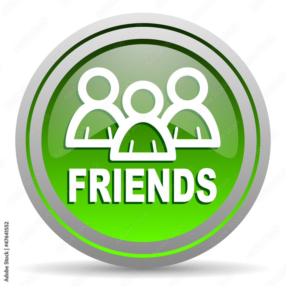 friends green glossy icon on white background friends green glossy icon on white background