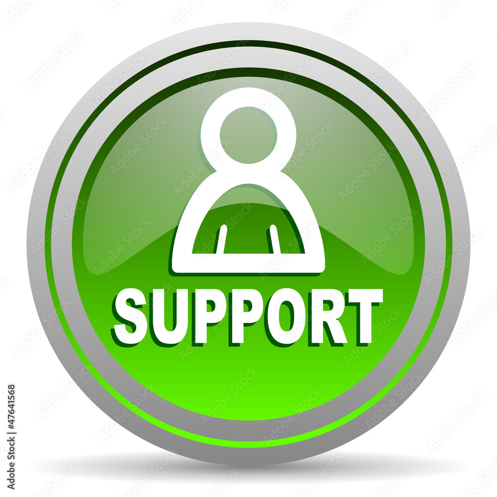 support green glossy icon on white background support green glossy icon on white background
