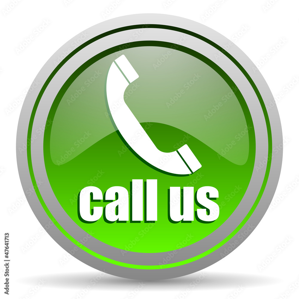 call us green glossy icon on white background call us green glossy icon on white background