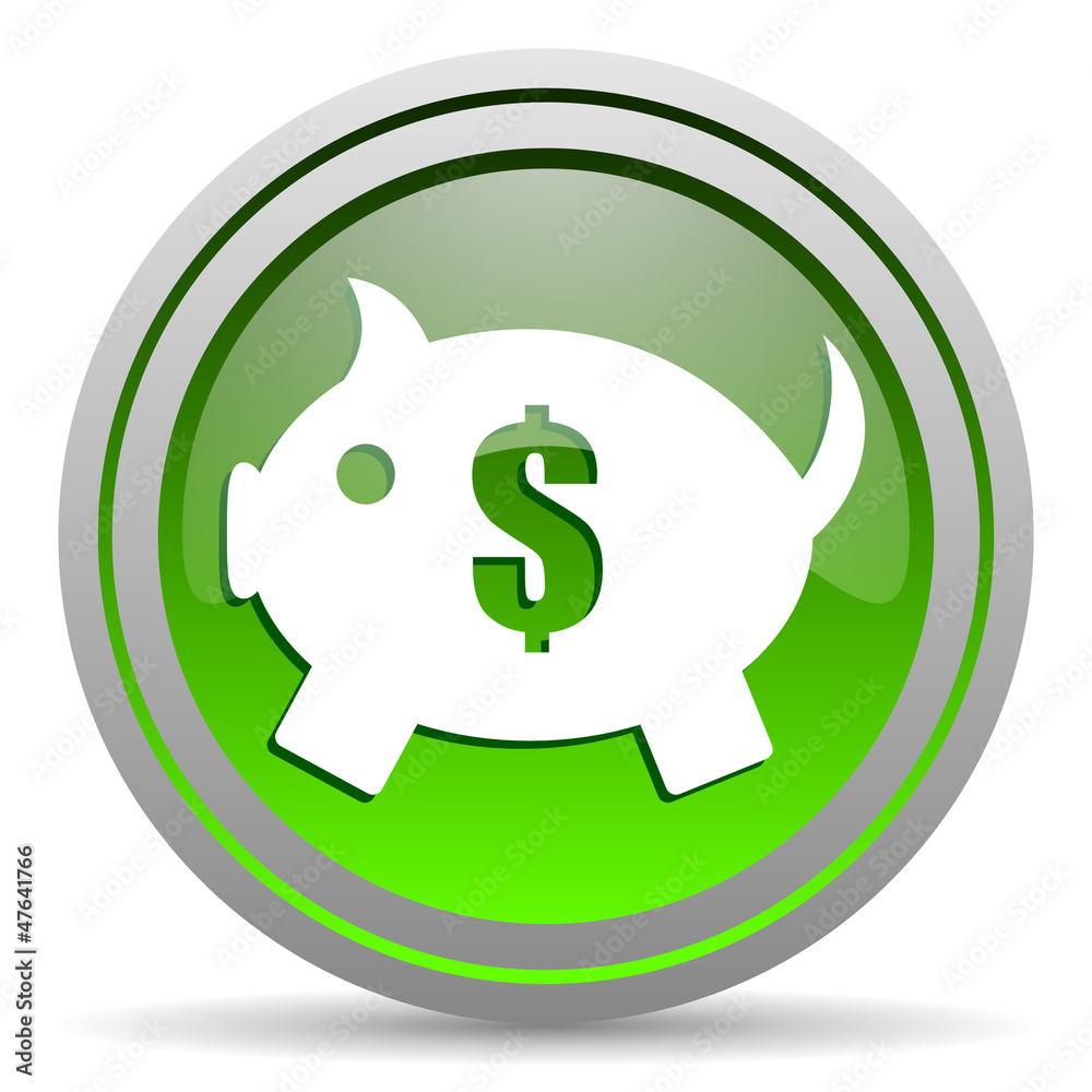piggy bank green glossy icon on white background piggy bank green glossy icon on white background