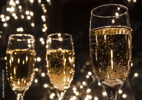 champagne flutes in holiday
