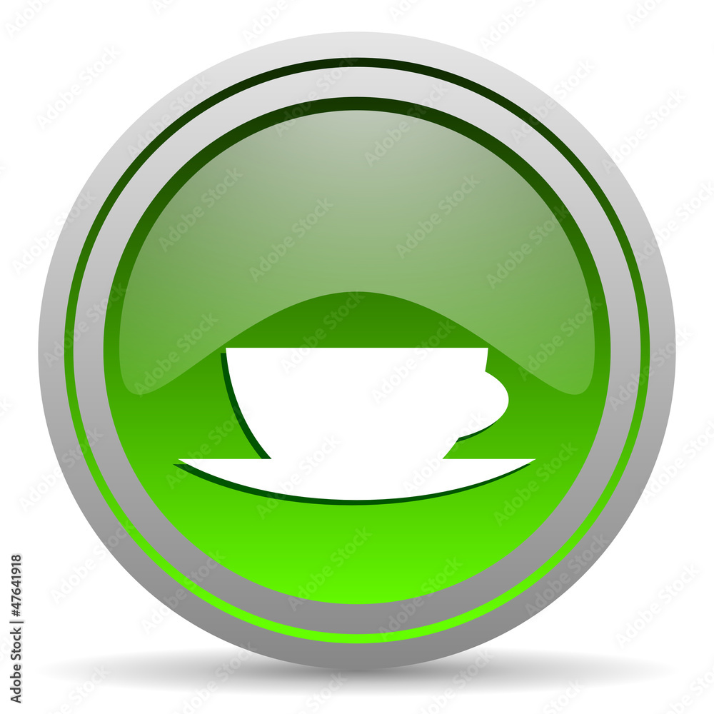 coffee cup green glossy icon on white background coffee cup green glossy icon on white background