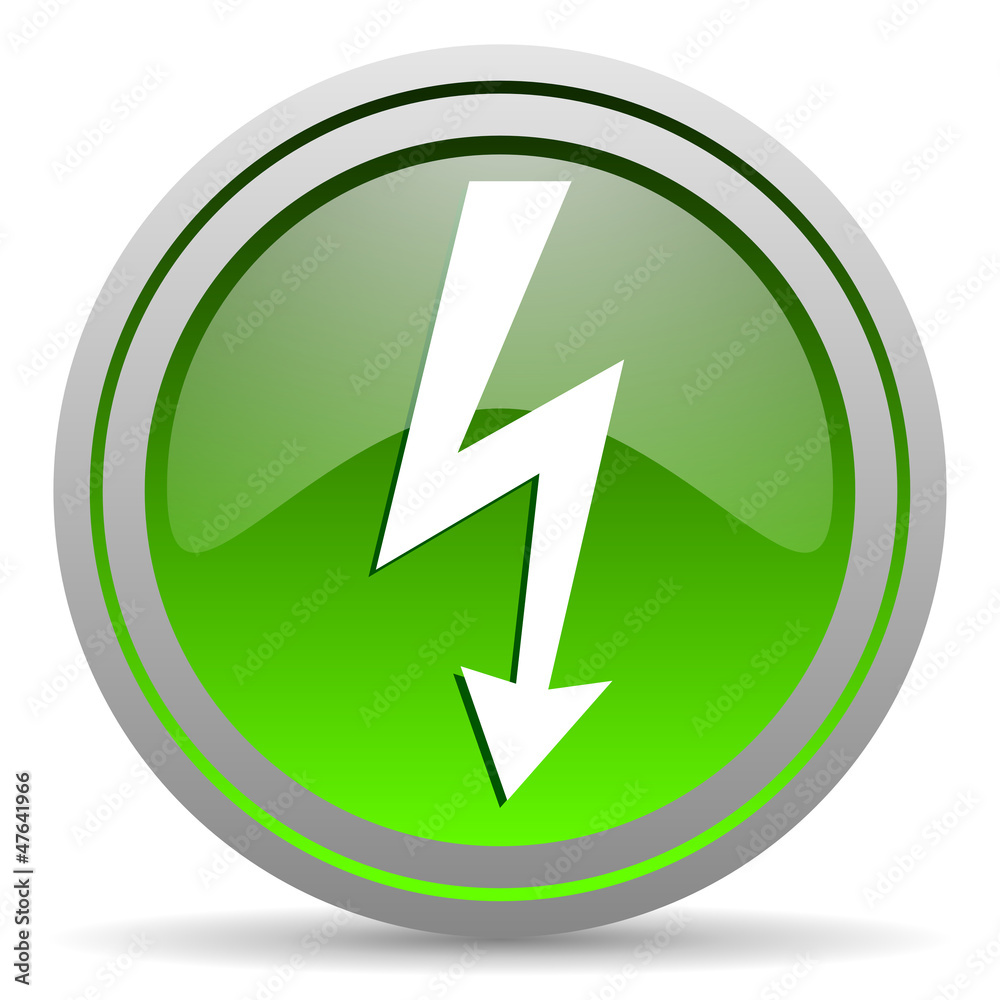 lightning green glossy icon on white background lightning green glossy icon on white background