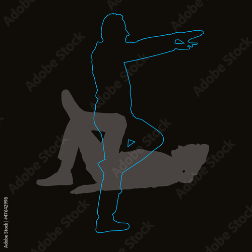 Exercising - man stretch and relax. Vector graphic
