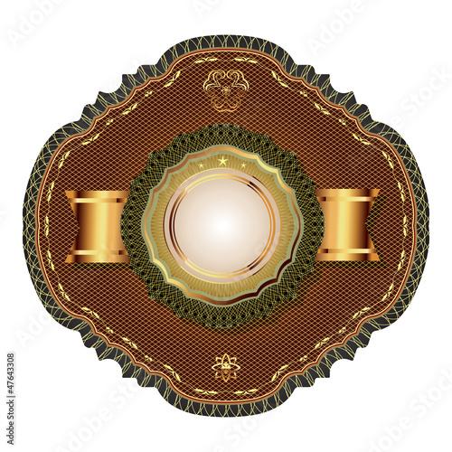 Golden vintage template-emblem and heraldry antique style.